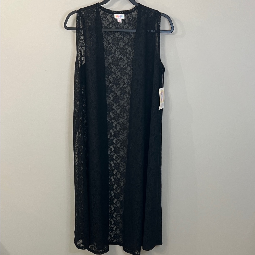 LuLaRoe Black Lace Open Vest